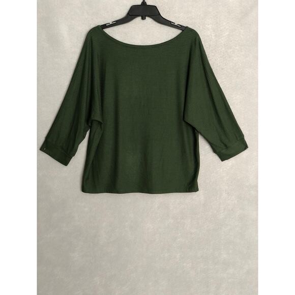 Rio & Rian Dolman 3/4 Sleeve Top Women's XL Boat Neck Dark Forest NEW - Picture 6 of 8